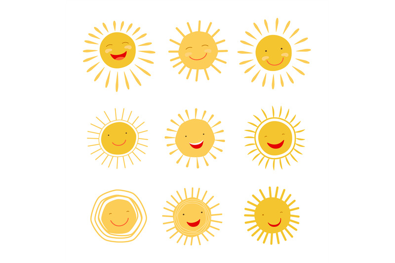 cute-hand-drawn-sun-character-vector-collection