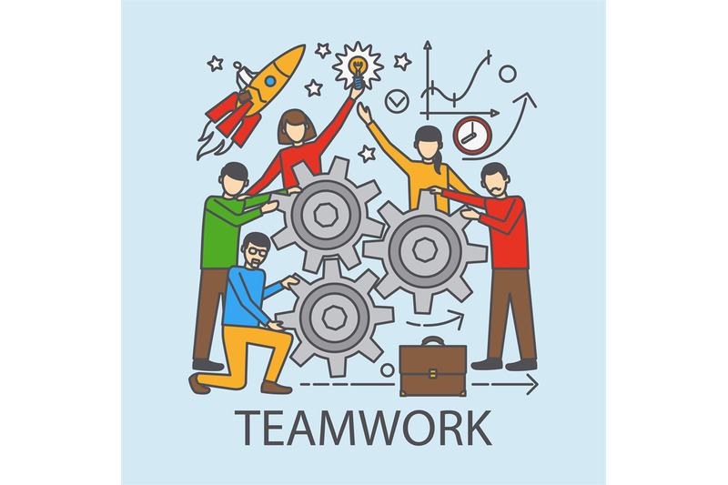 Teamwork concept with cogwheels By SmartStartStocker | TheHungryJPEG