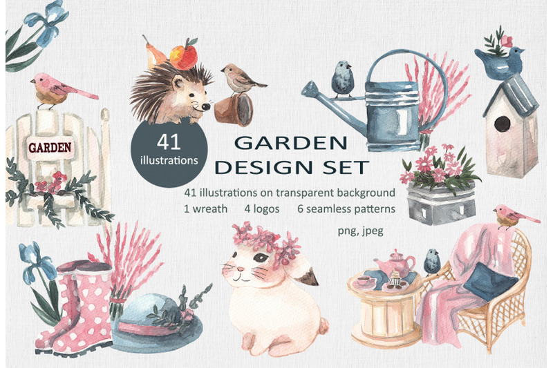 garden-watercolor-design-set
