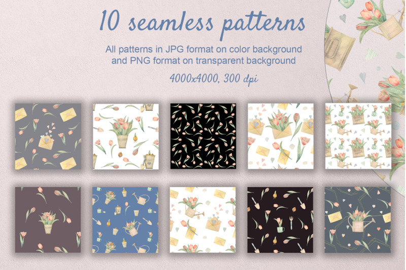spring-tulip-set-of-10-watercolor-seamless-patterns