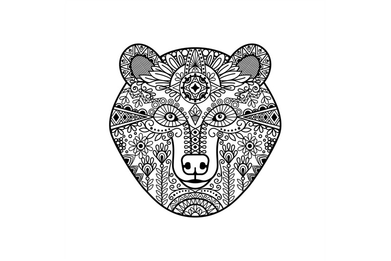 zentangle-bear-head