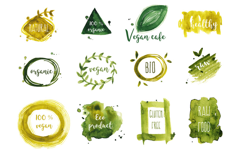 watercolor-vegan-badges-and-logos