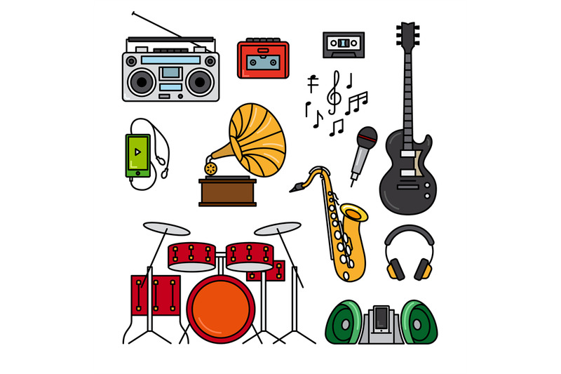 music-and-musical-instruments-line-icons