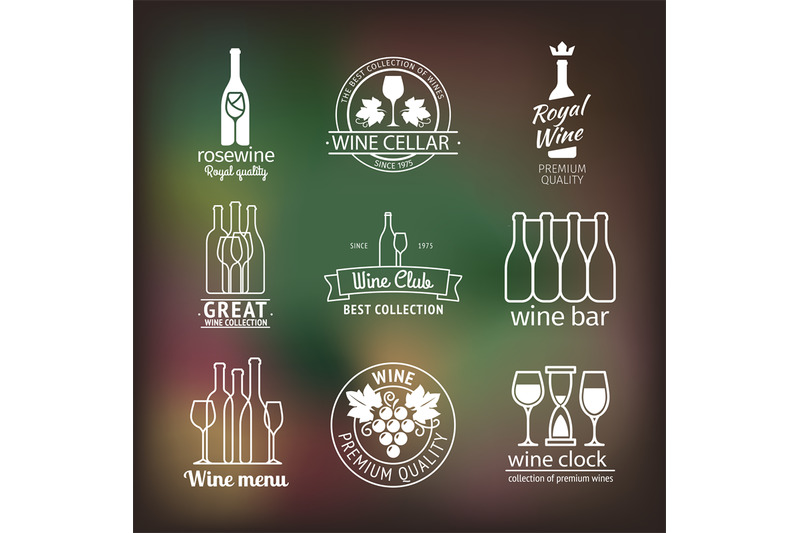 wine-club-and-restaurant-labels-set