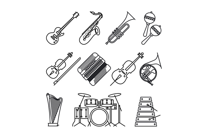 musical-instruments-thin-line-icons