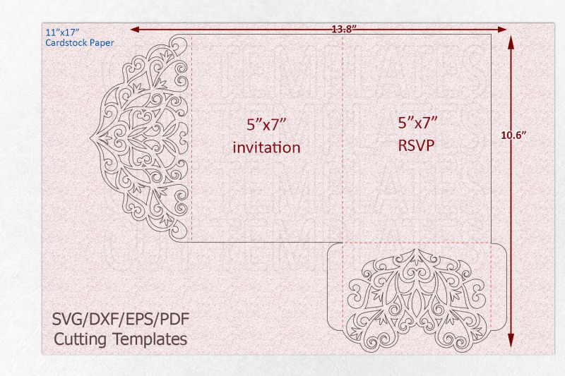 Download Trifold wedding invitation svg dxf pdf laser cut cricut file By kArtCreation | TheHungryJPEG.com