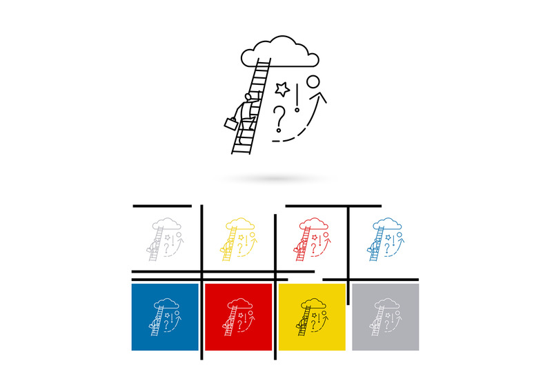ladder-to-cloud-icon-vector