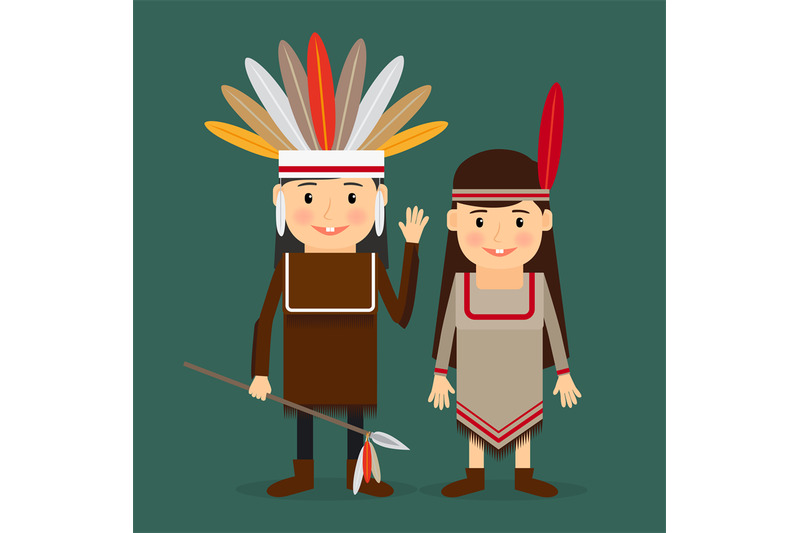 american-indians-children-vector