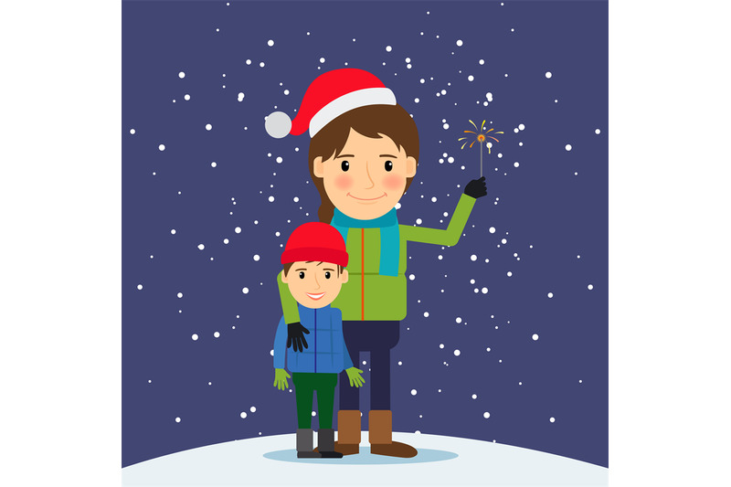 happy-winter-time-mom-and-son-with-fireworks