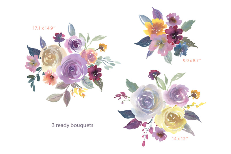 watercolor-light-violet-flowers-and-bouquets-png