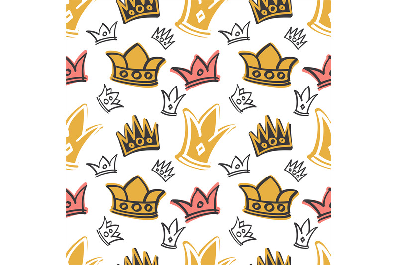 cute-princess-birthday-vector-seamless-pattern-with-pink-and-gold-crow