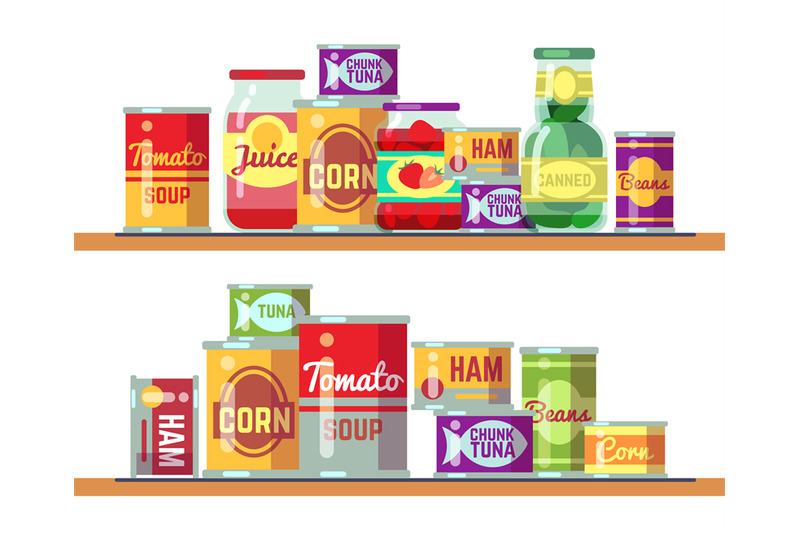 red-tomato-soup-and-canned-food-vector-illustration