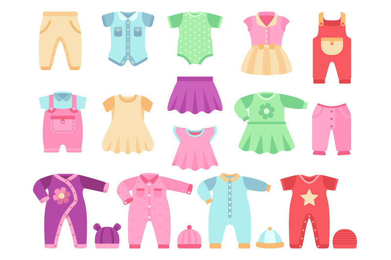 colorful-baby-girl-clothes-vector-set