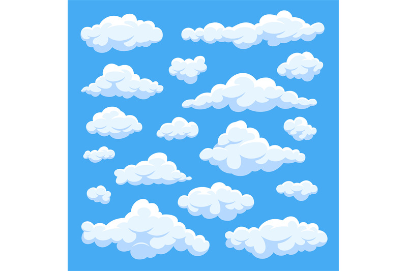 fluffy-white-cartoon-clouds-in-blue-sky-vector-set-cloudy-day-heaven