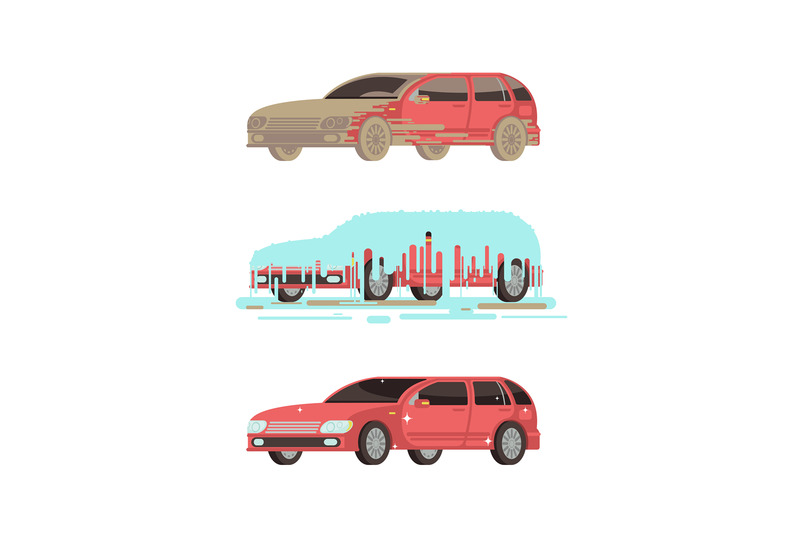 dirty-and-clean-shine-car-washing-stages-vector-set