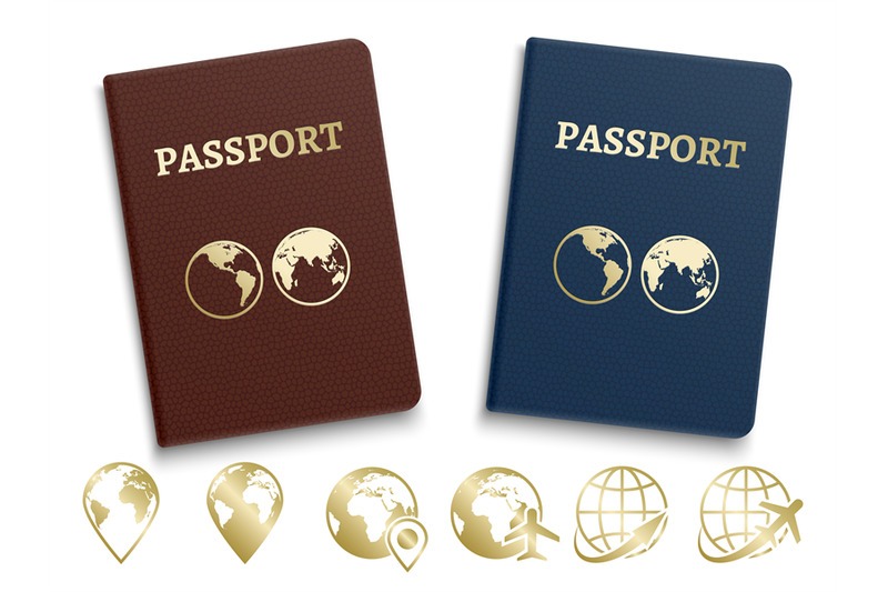 passports-international-id-and-golden-navigation-and-travel-icons