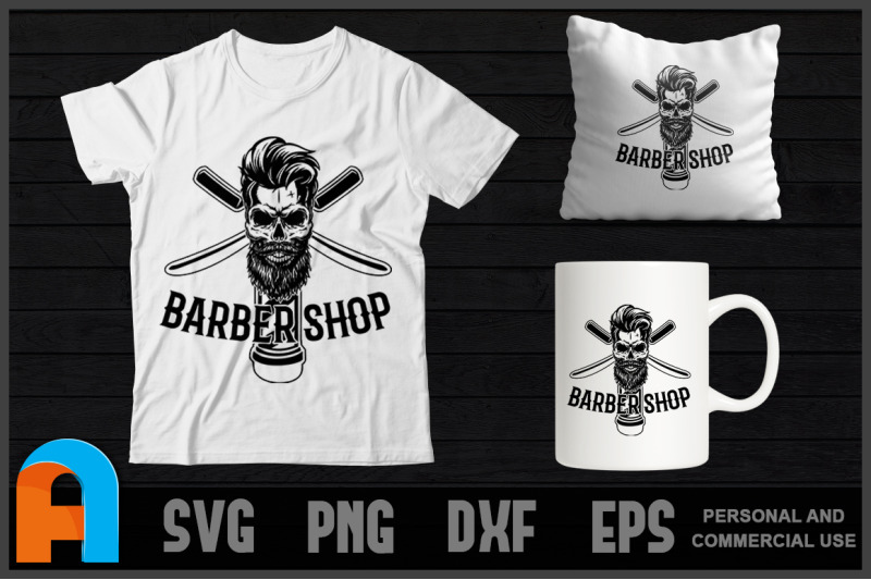 barber-shirt-i-barbershop-retro-skull-t-shirt-haircut-t-shirt-design