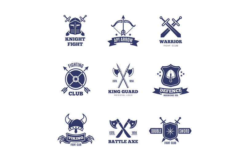 vintage-warrior-sword-and-shield-labels-knight-vector-badges-heraldr