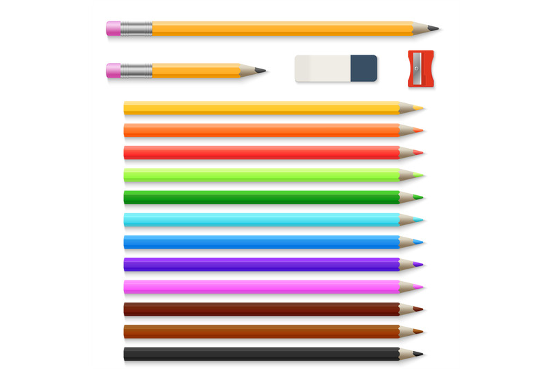 colored-pencils-eraser-and-sharpener-isolated-on-white-vector-set