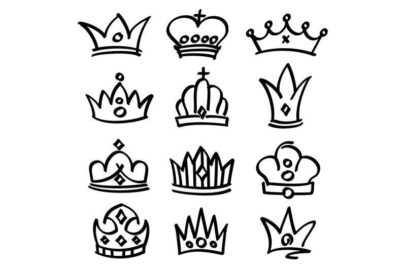 vector-hand-drawn-princess-crowns-sketch-doodle-royalty-symbols