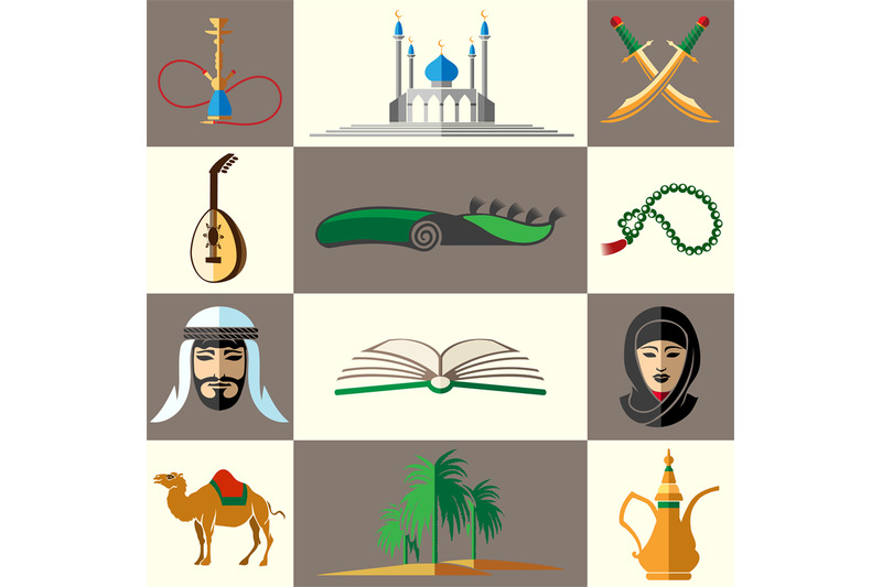 arabic-middle-east-flat-vector-icons