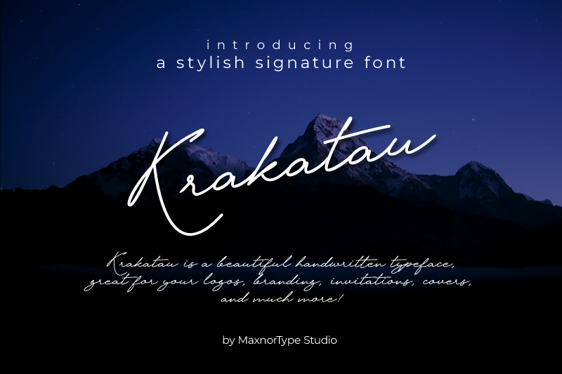 krakatau-monoline-signature-font