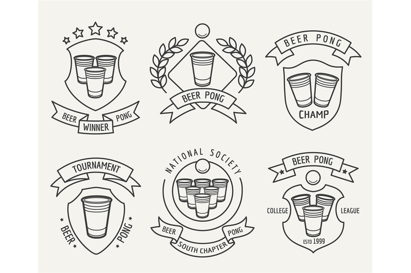 beer-pong-line-logo-set