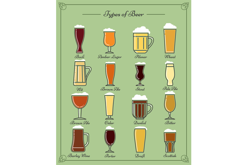 types-of-beer-line-icons