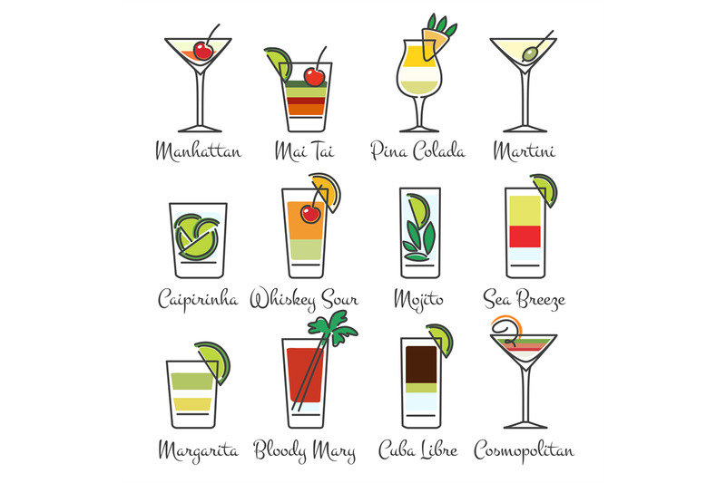 alcohol-cocktails-linear-icons