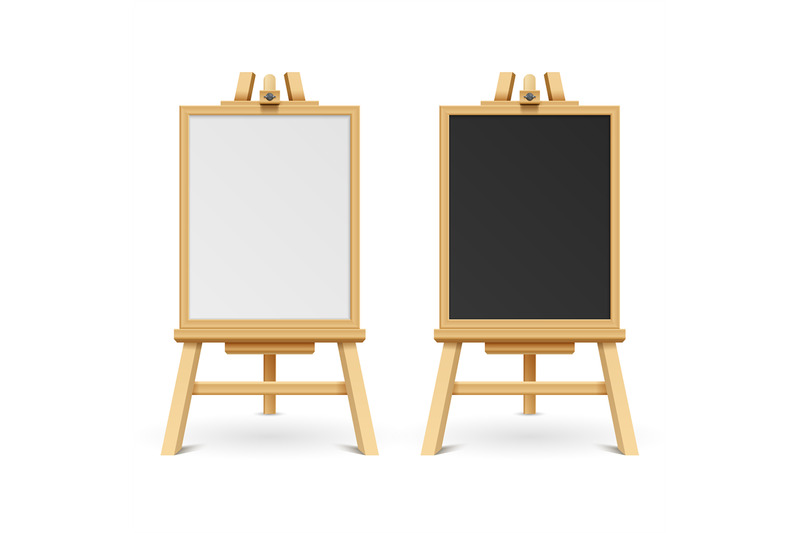 school-black-and-white-blank-boards-on-easel-vector-illustration