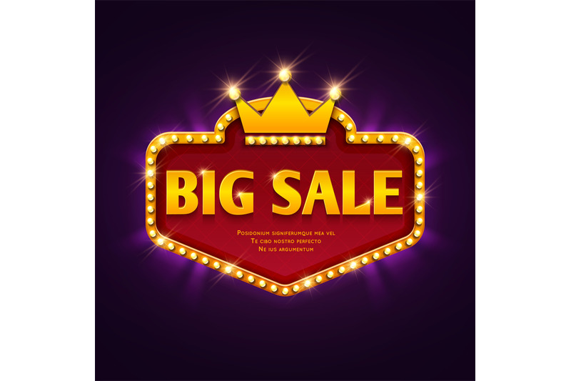 big-sale-casino-discount-banner-with-marquee-lights-frame-vector-illus