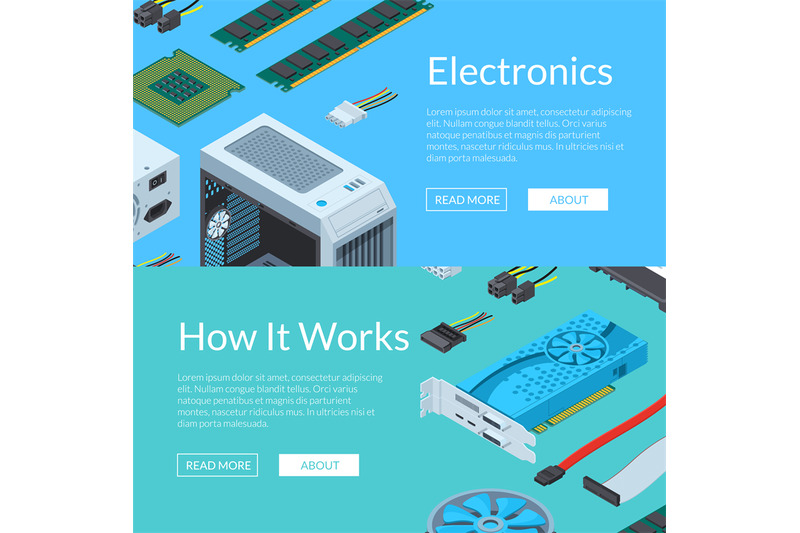 vector-isometric-electronic-devices-horizontal-web-banners-illustratio