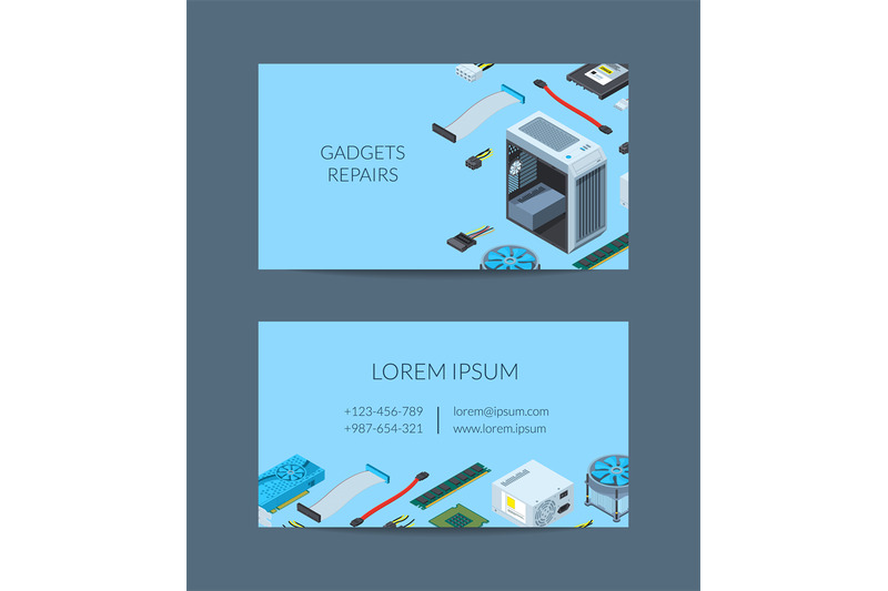 vector-isometric-electronic-devices-business-card-template