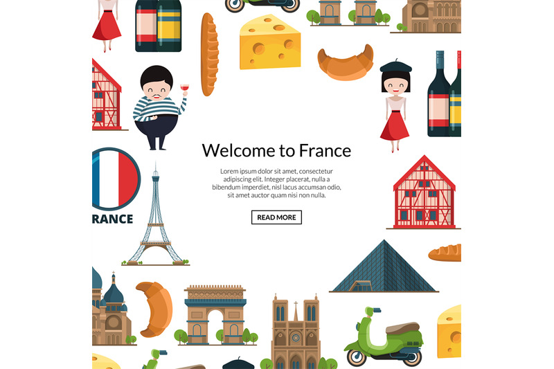 vector-cartoon-france-sights-and-objects