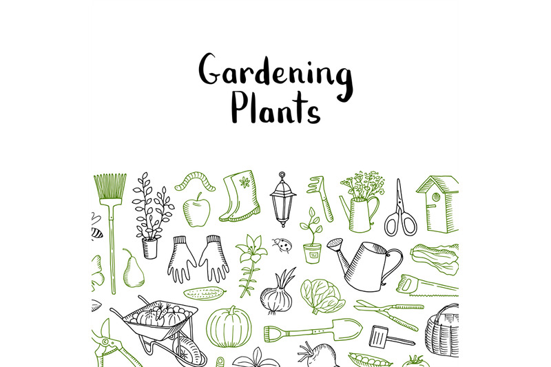 horticulture-and-plants-sketch-pattern-vector-gardening-icons-backgro