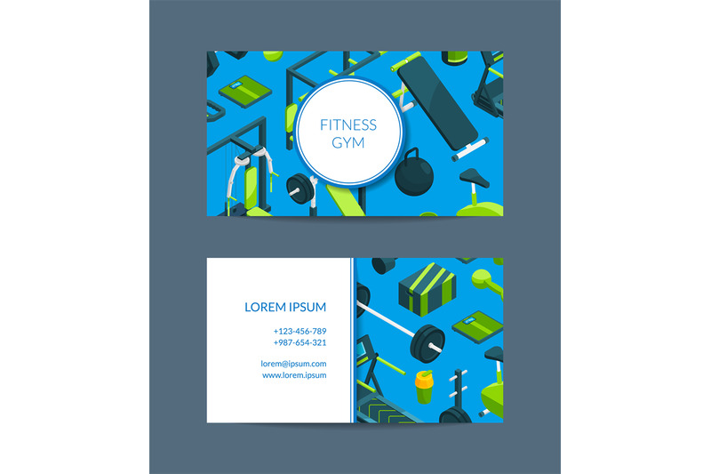 fitness-and-sports-club-cards-vector-isometric-gym-card-illustration