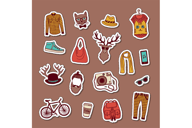 vector-hipster-doodle-icons-stickers-set-illustration