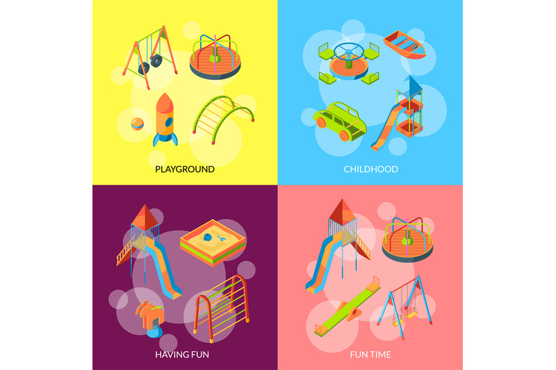 vector-isometric-playground-objects-concept-illustration