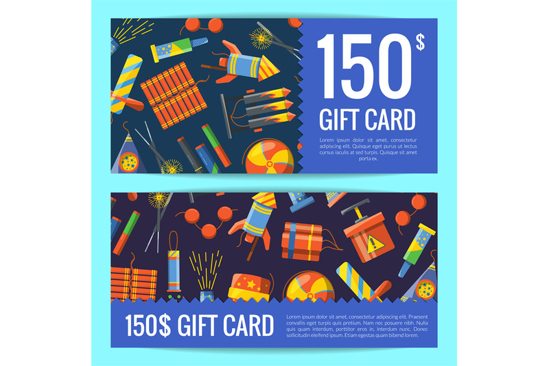 vector-cartoon-pyrotechnics-discount-or-gift-card-voucher-templates