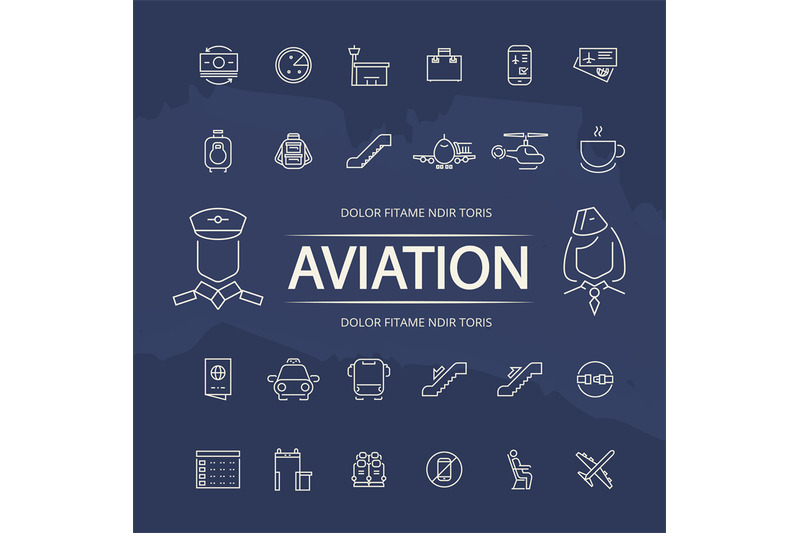 aviation-outline-icons-collection