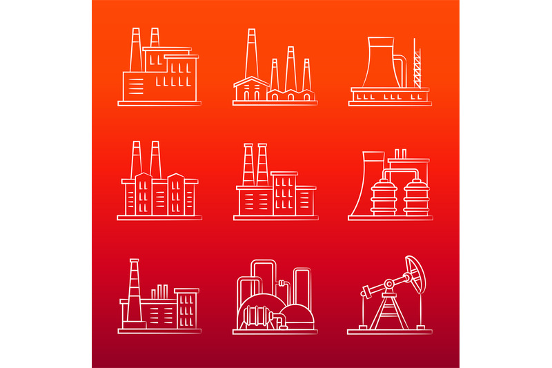 white-industry-powers-line-icons-on-colorful-background