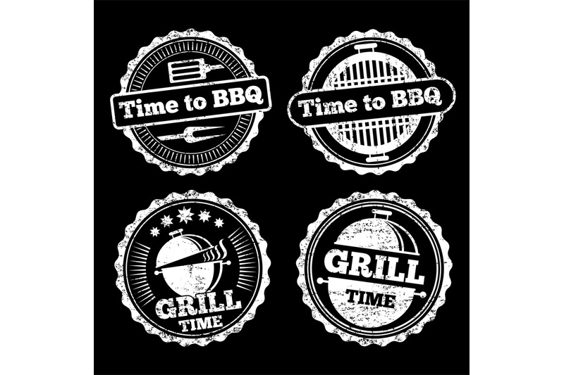 bbq-and-grill-time-grunge-labels-design