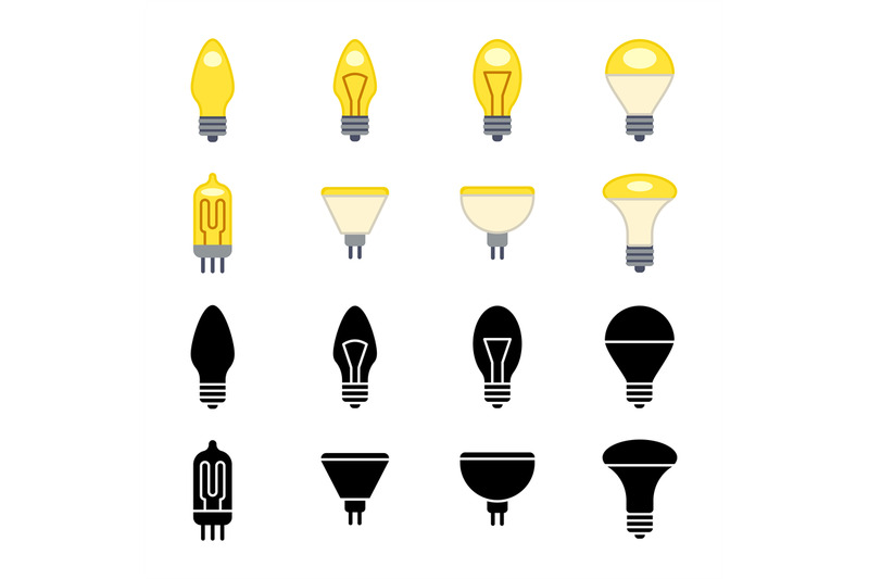 black-silhouettes-and-colorful-light-bulbs-icons-isolated-on-white