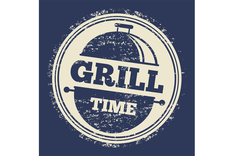 grill-grunge-label-design-on-blue-backdrop