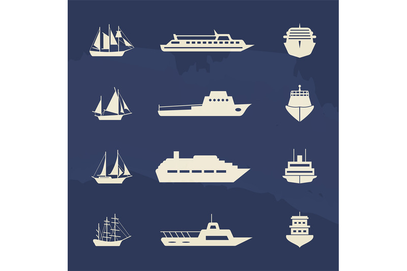 sailboat-and-ship-icons-collection-on-grunge
