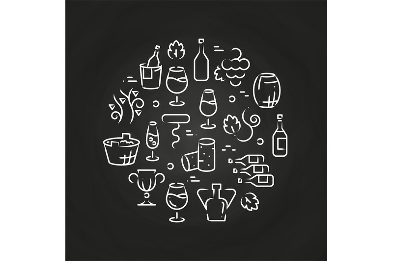 drinks-line-icons-wine-logo-on-chalkboard