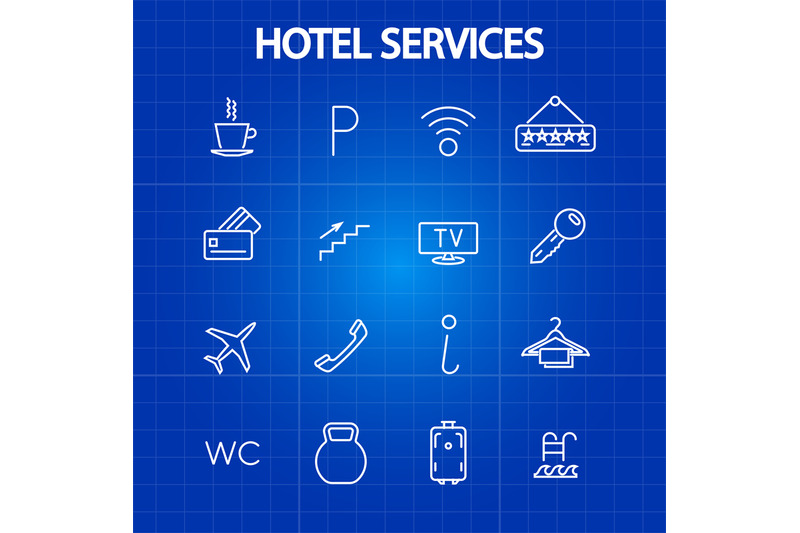 hotel-services-thin-line-icons