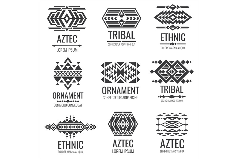 mexican-aztec-symbols-vintage-tribal-vector-ornaments