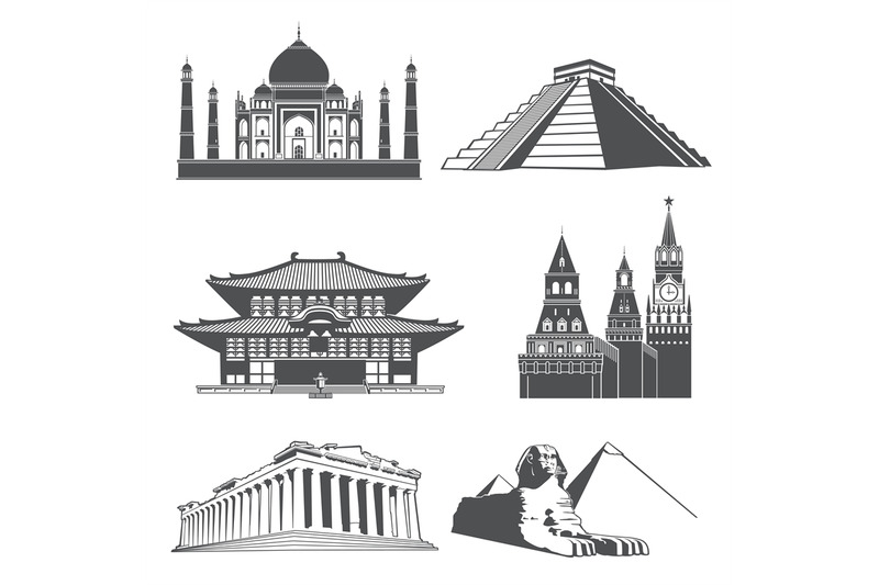 travel-silhouette-landmarks-with-famous-world-monuments-vector-set