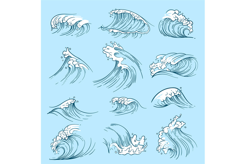 sketch-ocean-waves-hand-drawn-marine-vector-tides